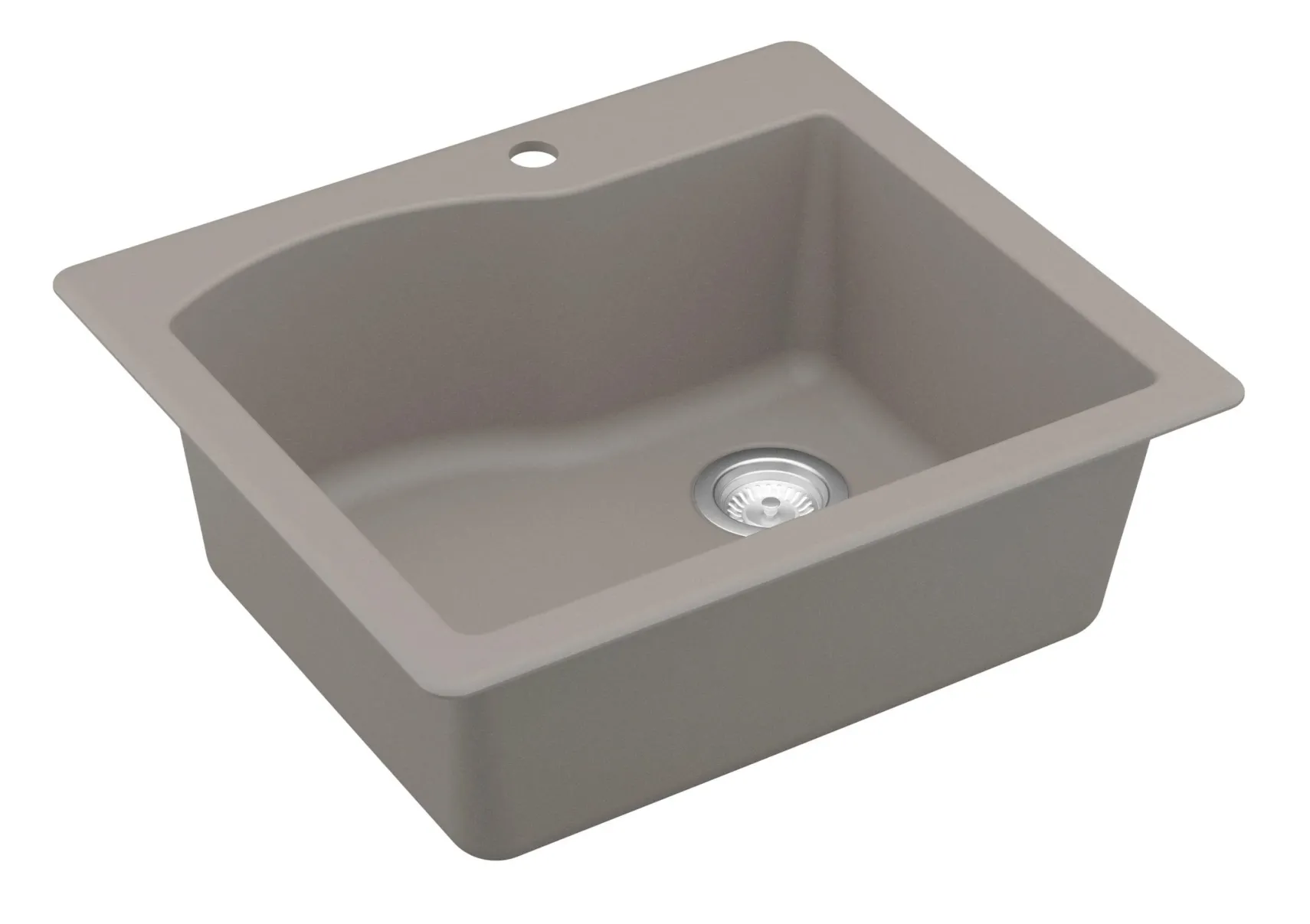 Karran 25" Drop In/Topmount Quartz Composite Kitchen Sink, Concrete, QT-671-CN-PK1