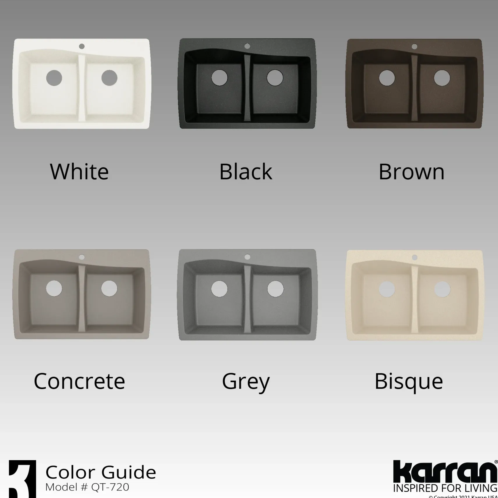 Karran 34" Drop In/Topmount Quartz Composite Kitchen Sink with Accessories, 50/50 Double Bowl, White, QT-720-WH-PK1