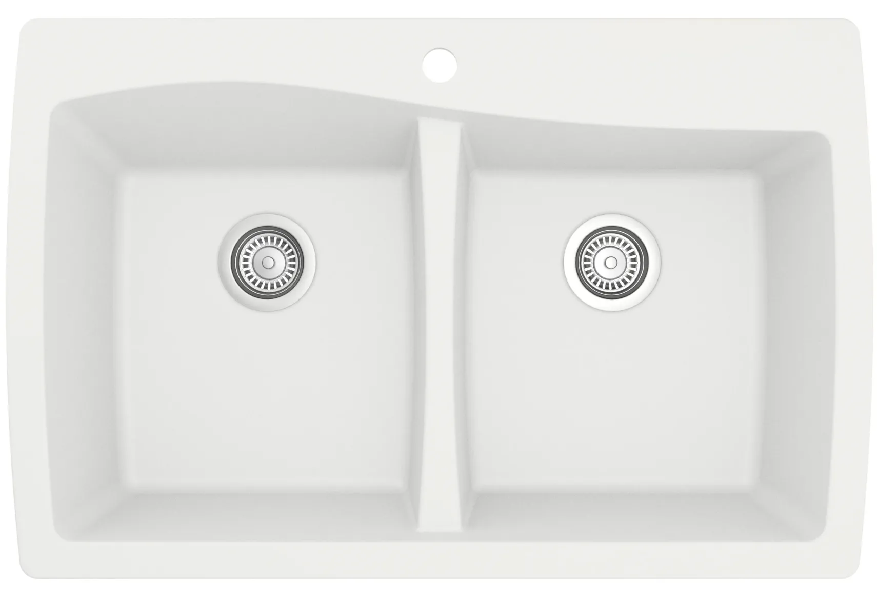 Karran 34" Drop In/Topmount Quartz Composite Kitchen Sink with Accessories, 50/50 Double Bowl, White, QT-720-WH-PK1