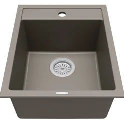 Karran 16" Drop In/Topmount Quartz Composite Kitchen Sink, Concrete, QT-825-CN