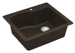 Karran 25" Drop In/Topmount Quartz Composite Kitchen Sink, Brown, QT-671-BR