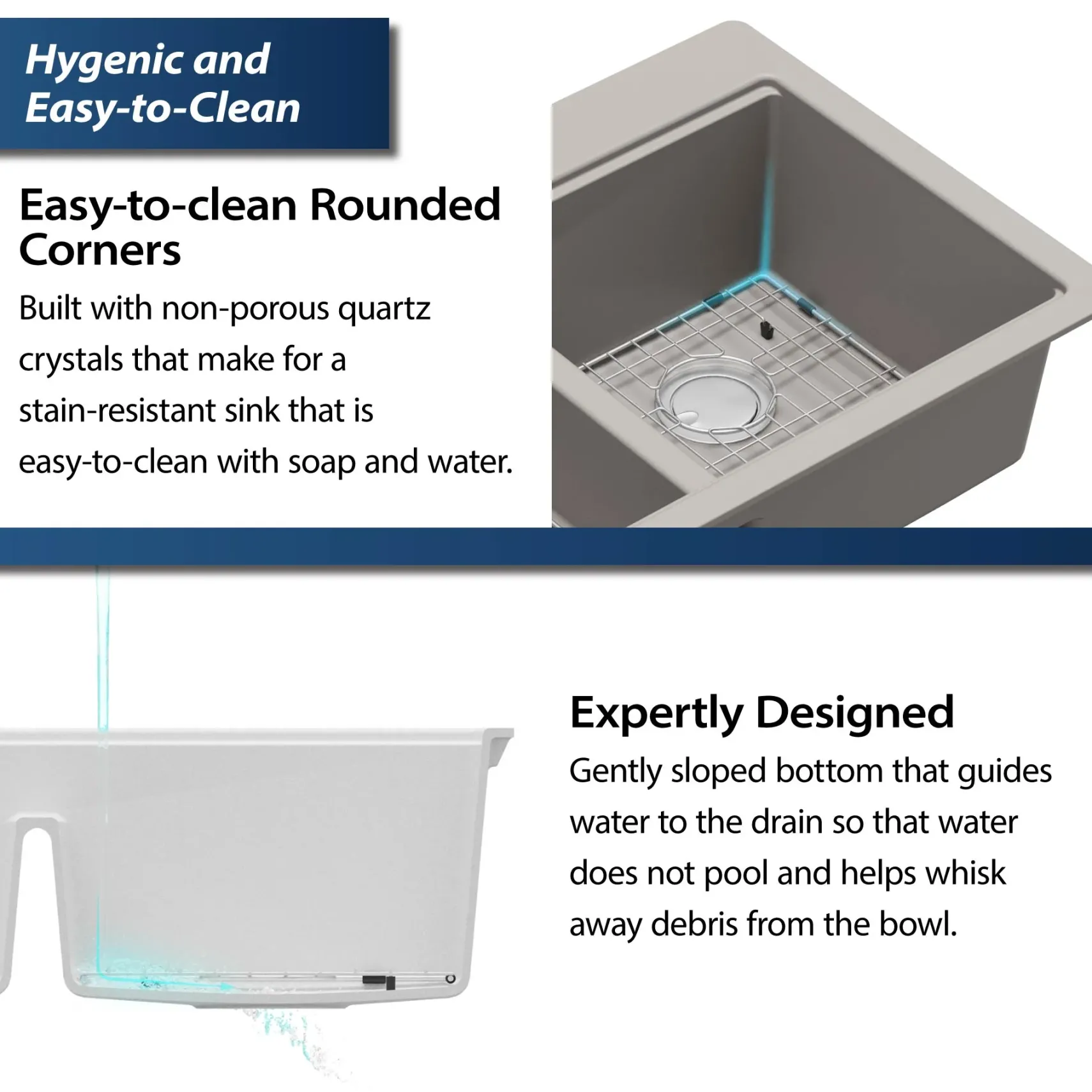 Karran 33" Drop In/Topmount Quartz Composite Kitchen Sink, 50/50 Double Bowl, Concrete, QTWS-880-CN