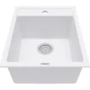 Karran 16" Drop In/Topmount Quartz Composite Kitchen Sink, White, QT-825-WH