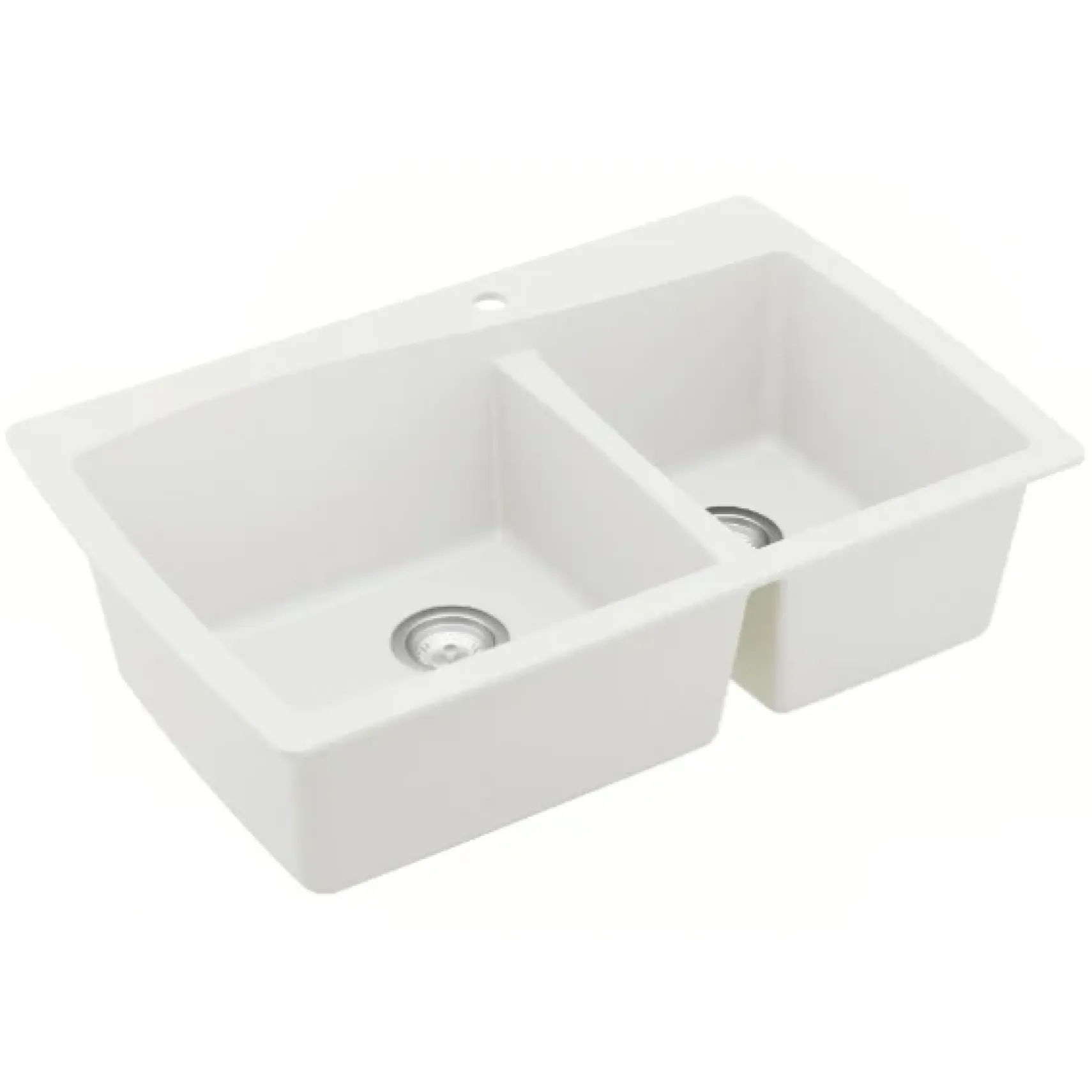Karran 34" Drop In/Topmount Quartz Composite Kitchen Sink, 60/40 Double Bowl, White, QT-721-WH