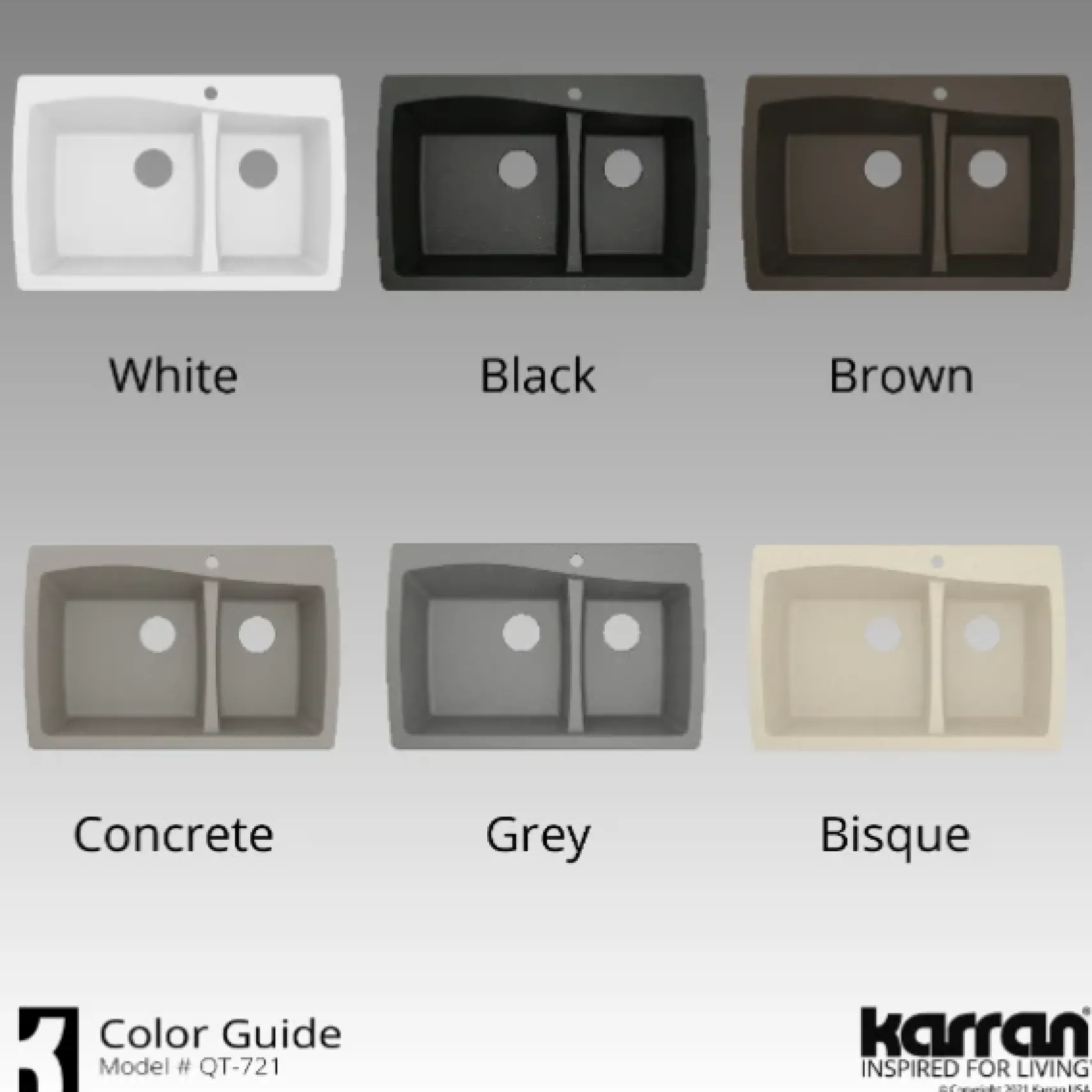Karran 34" Drop In/Topmount Quartz Composite Kitchen Sink, 60/40 Double Bowl, White, QT-721-WH