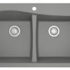 Karran 34" Drop In/Topmount Quartz Composite Kitchen Sink, 50/50 Double Bowl, Grey, QT-720-GR