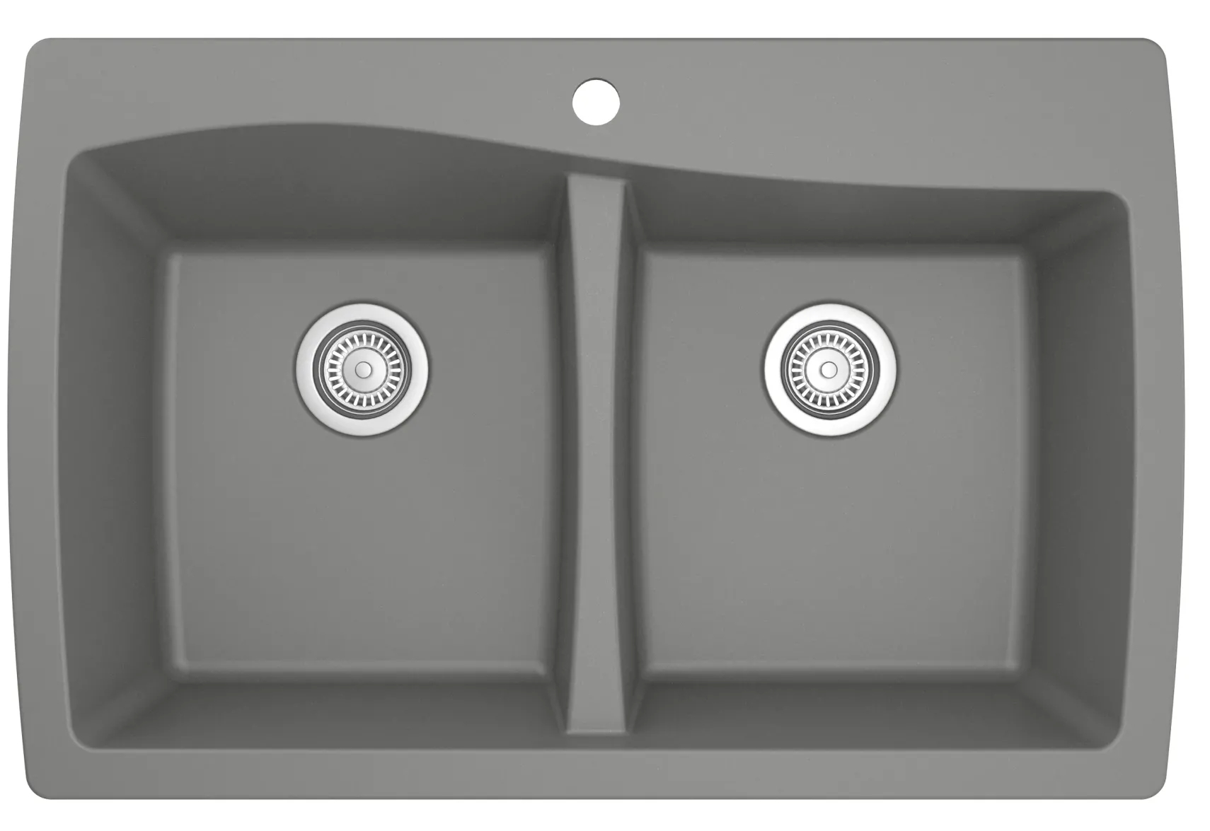 Karran 34" Drop In/Topmount Quartz Composite Kitchen Sink, 50/50 Double Bowl, Grey, QT-720-GR