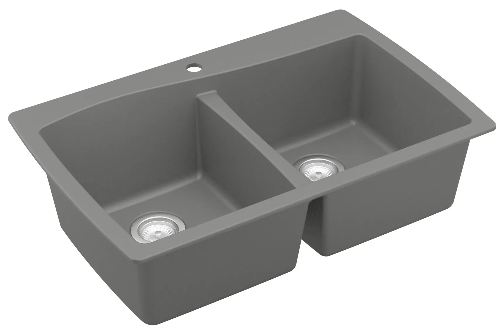 Karran 34" Drop In/Topmount Quartz Composite Kitchen Sink, 50/50 Double Bowl, Grey, QT-720-GR