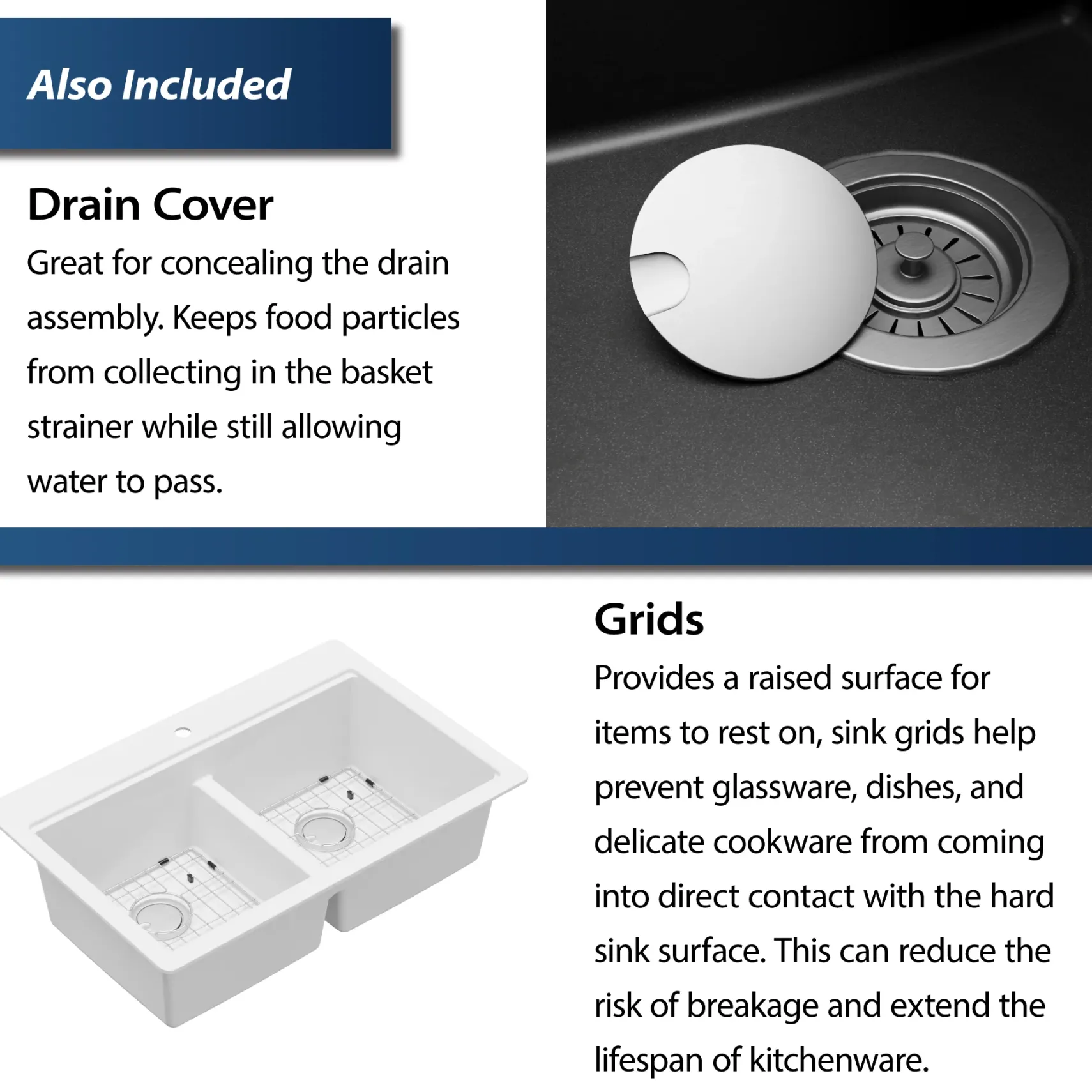 Karran 33" Drop In/Topmount Quartz Composite Kitchen Sink, 50/50 Double Bowl, White, QTWS-880-WH