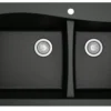 Karran 34" Drop In/Topmount Quartz Composite Kitchen Sink, 60/40 Double Bowl, Black, QT-721-BL