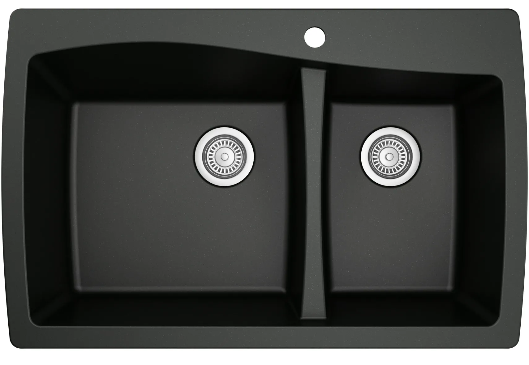 Karran 34" Drop In/Topmount Quartz Composite Kitchen Sink, 60/40 Double Bowl, Black, QT-721-BL