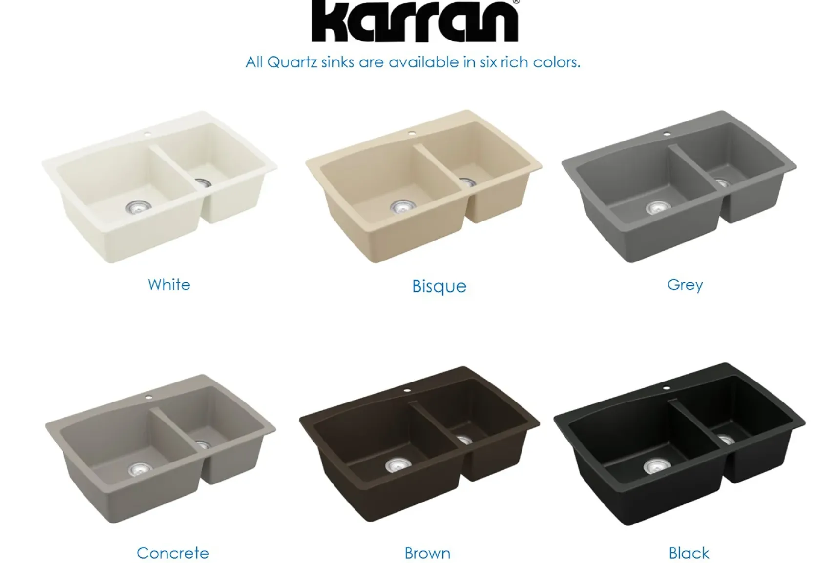 Karran 34" Drop In/Topmount Quartz Composite Kitchen Sink, 60/40 Double Bowl, Black, QT-721-BL