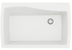 Karran 34" Drop In/Topmount Quartz Composite Kitchen Sink with Accessories, White, QT-722-WH-PK1
