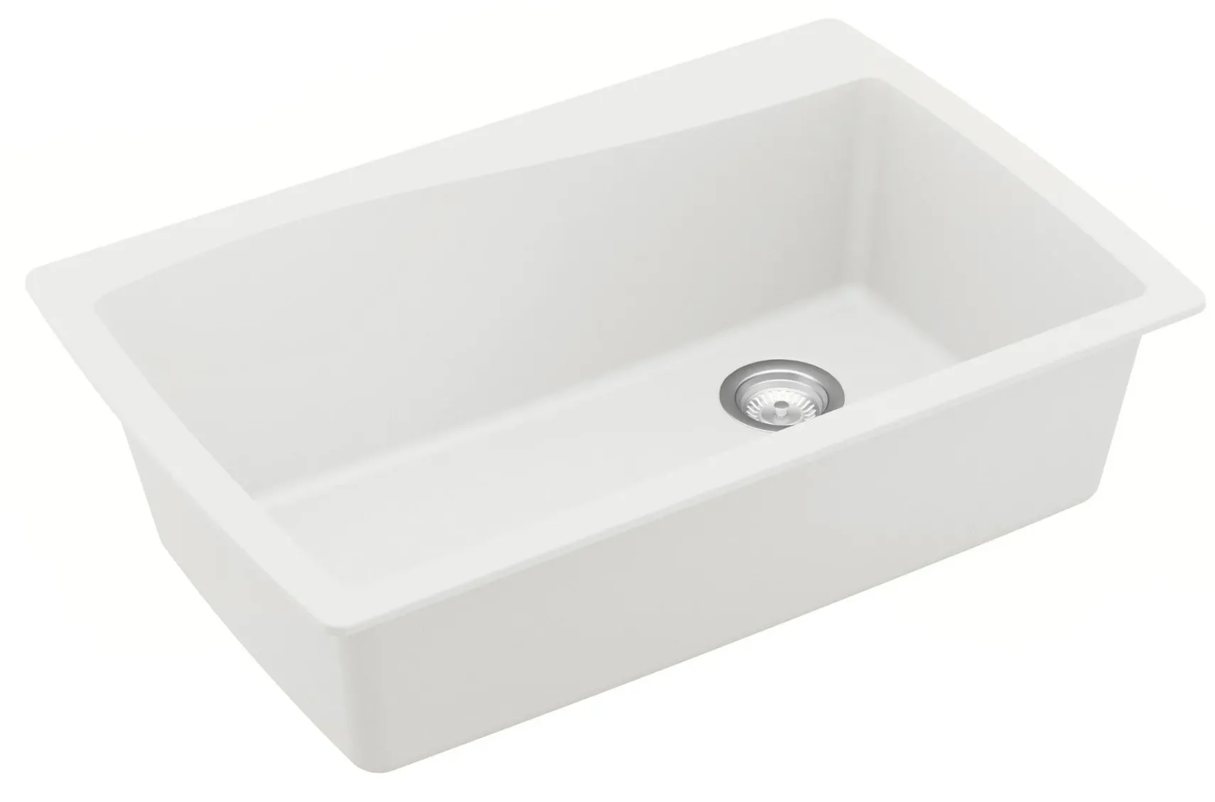 Karran 34" Drop In/Topmount Quartz Composite Kitchen Sink with Accessories, White, QT-722-WH-PK1