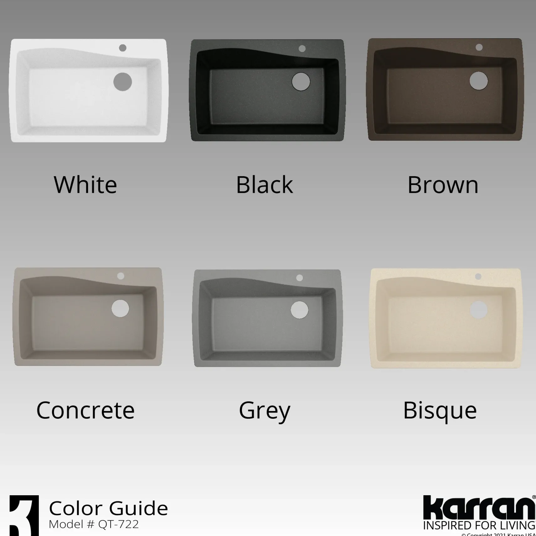 Karran 34" Drop In/Topmount Quartz Composite Kitchen Sink with Accessories, White, QT-722-WH-PK1