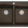 Karran 34" Drop In/Topmount Quartz Composite Kitchen Sink, 50/50 Double Bowl, Brown, QT-720-BR