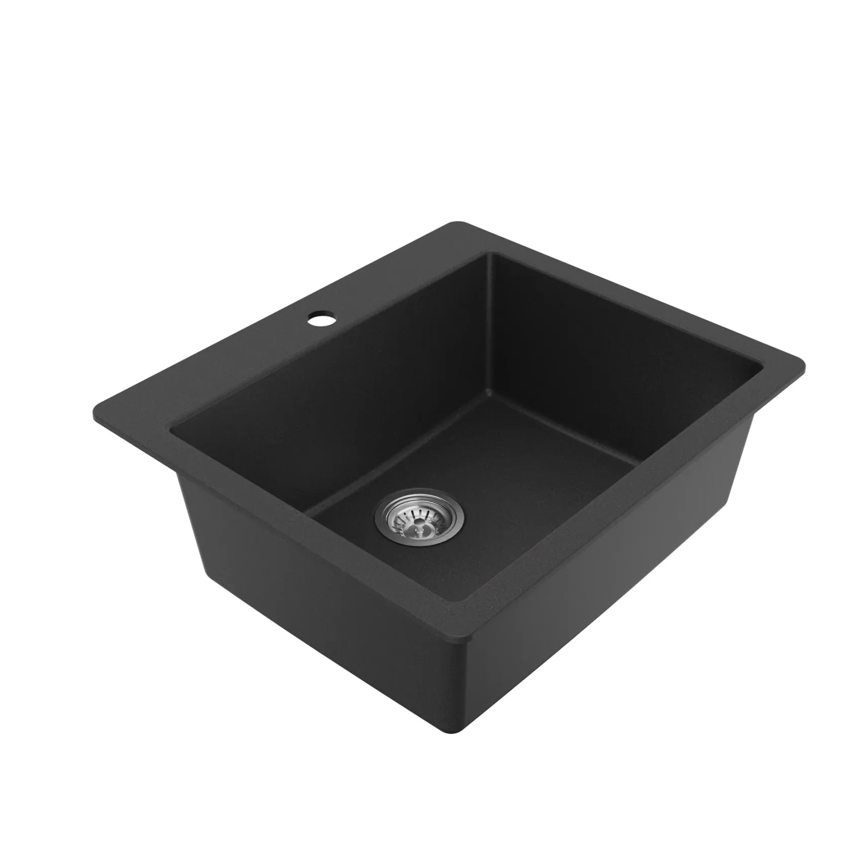Karran 25" Drop In/Topmount Quartz Composite Kitchen Sink with Accessories, Black, QT-820-BL-PK1