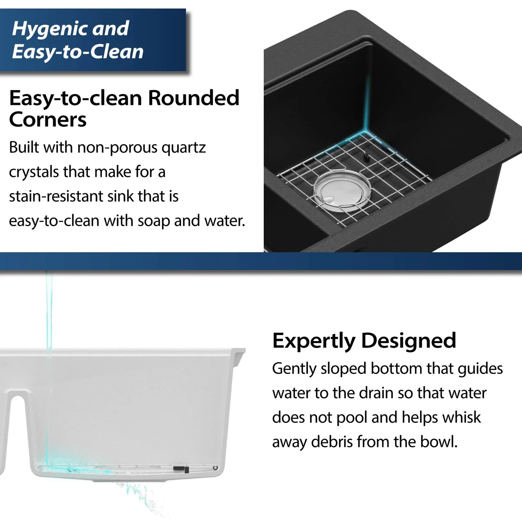 Karran 33" Drop In/Topmount Quartz Composite Kitchen Sink, 50/50 Double Bowl, Black, QTWS-880-BL