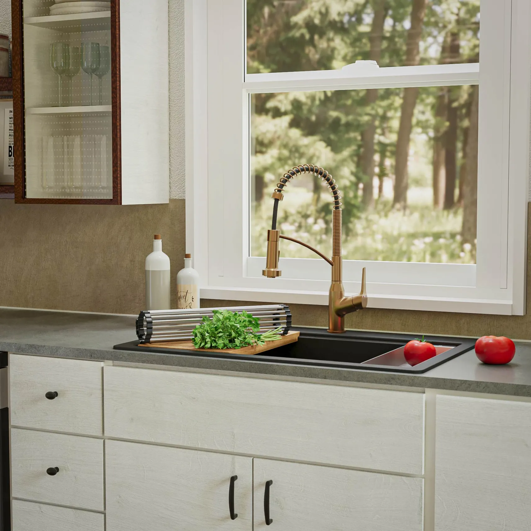 Karran 33" Drop In/Topmount Quartz Composite Kitchen Sink, 50/50 Double Bowl, Black, QTWS-880-BL