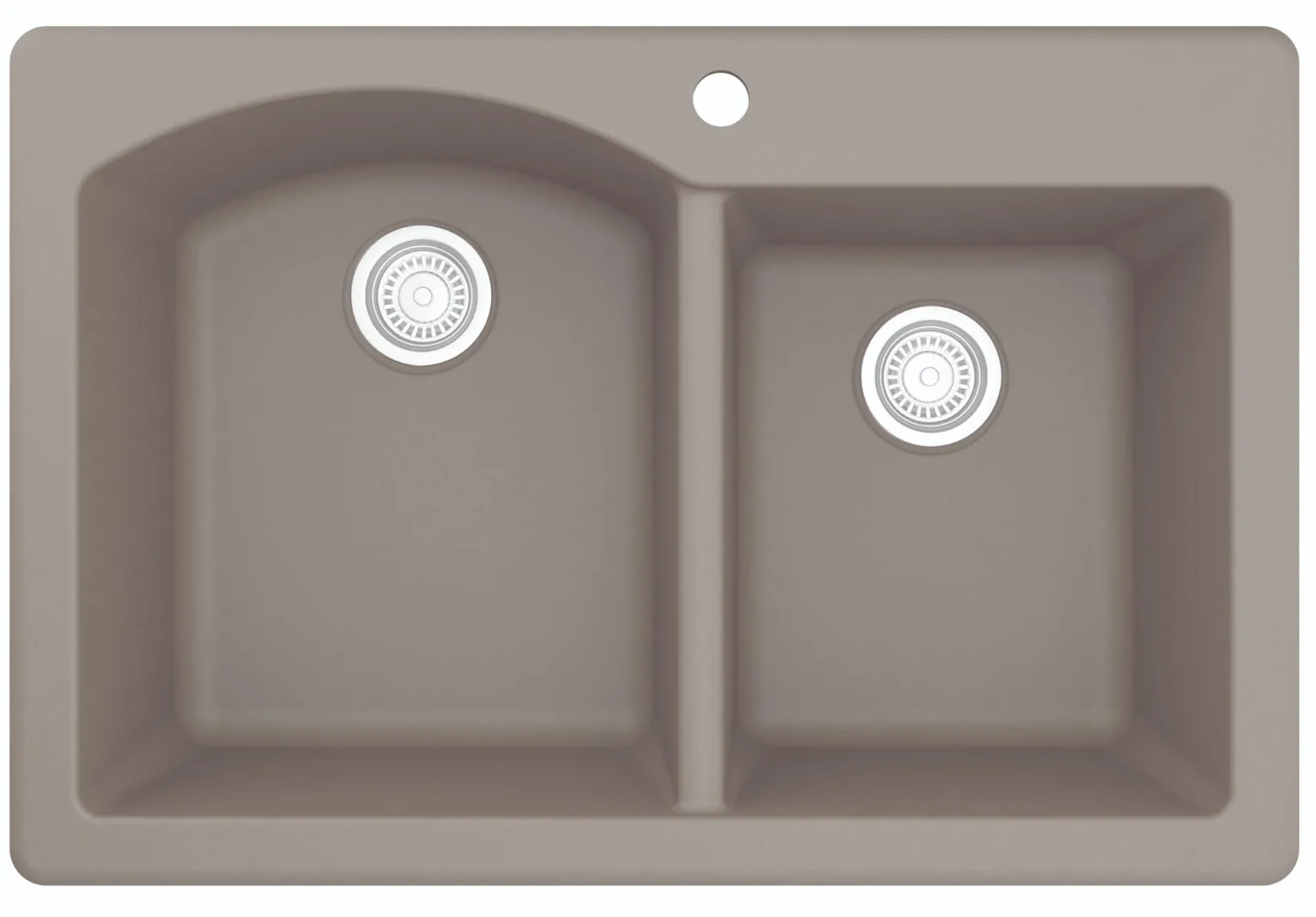 Karran 33" Drop In/Topmount Quartz Composite Kitchen Sink, 60/40 Double Bowl, Concrete, QT-610-CN-PK1