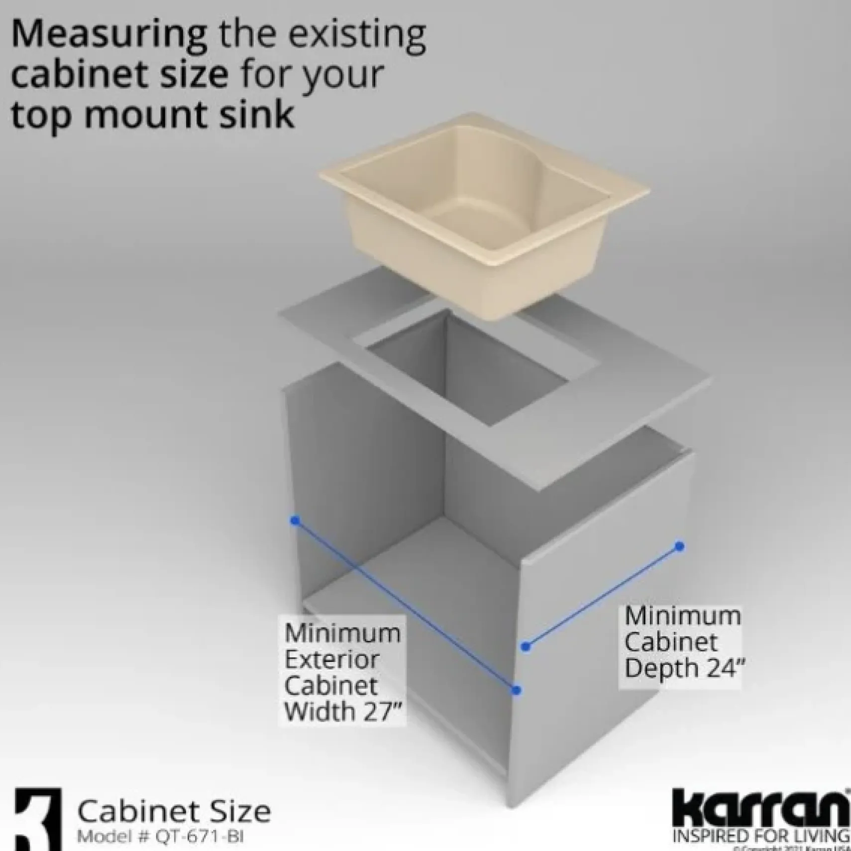Karran 25" Drop In/Topmount Quartz Composite Kitchen Sink, Bisque, QT-671-BI-PK1