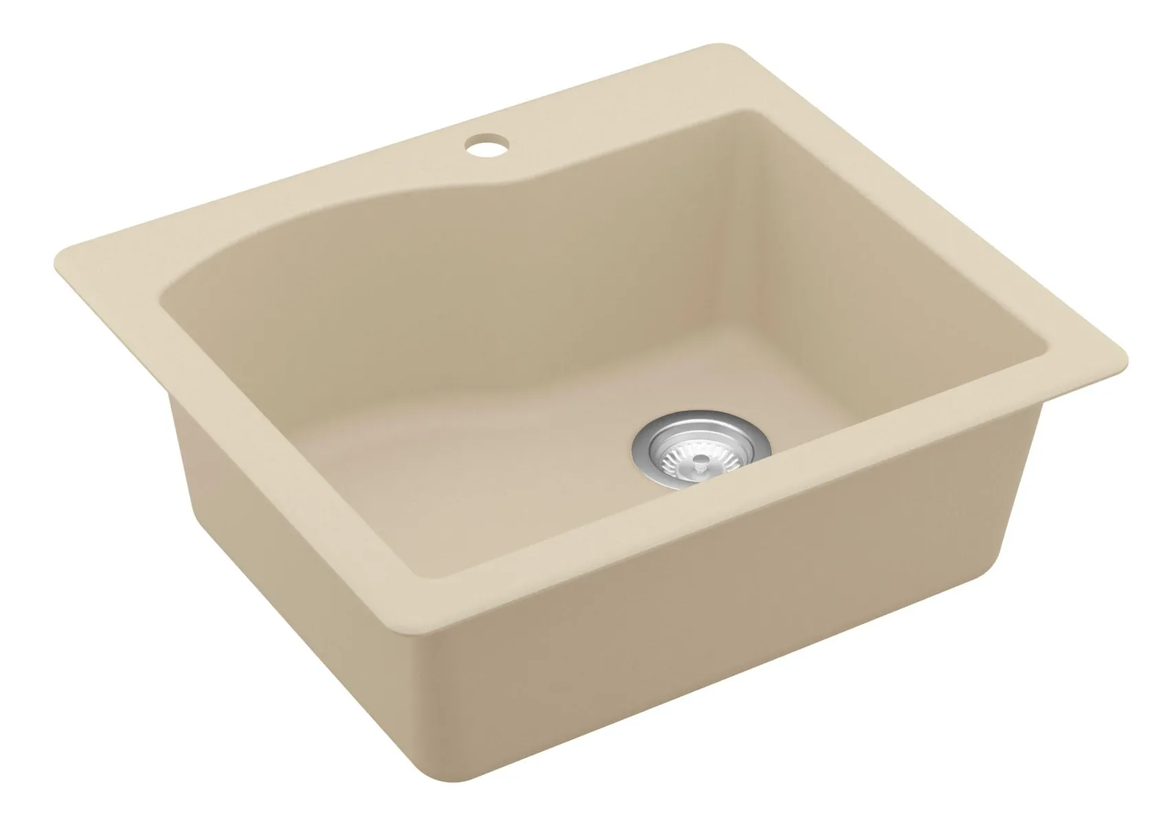 Karran 25" Drop In/Topmount Quartz Composite Kitchen Sink, Bisque, QT-671-BI-PK1