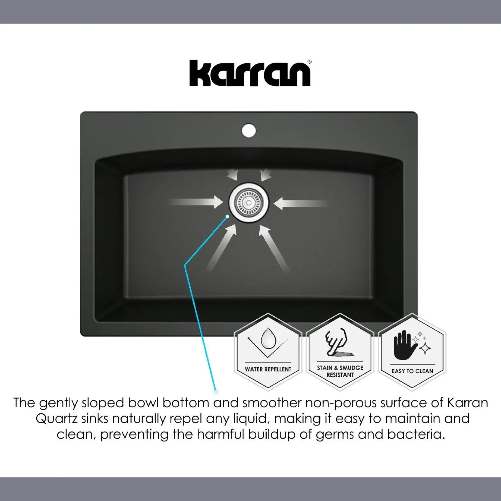 Karran 18" Quartz Bar/Prep Sink, White, QX-680-WH