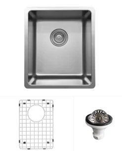 Karran 15" Rectangular Stainless Steel Bar/Prep Sink with Accessories, 18 Gauge, NC-410-PK1