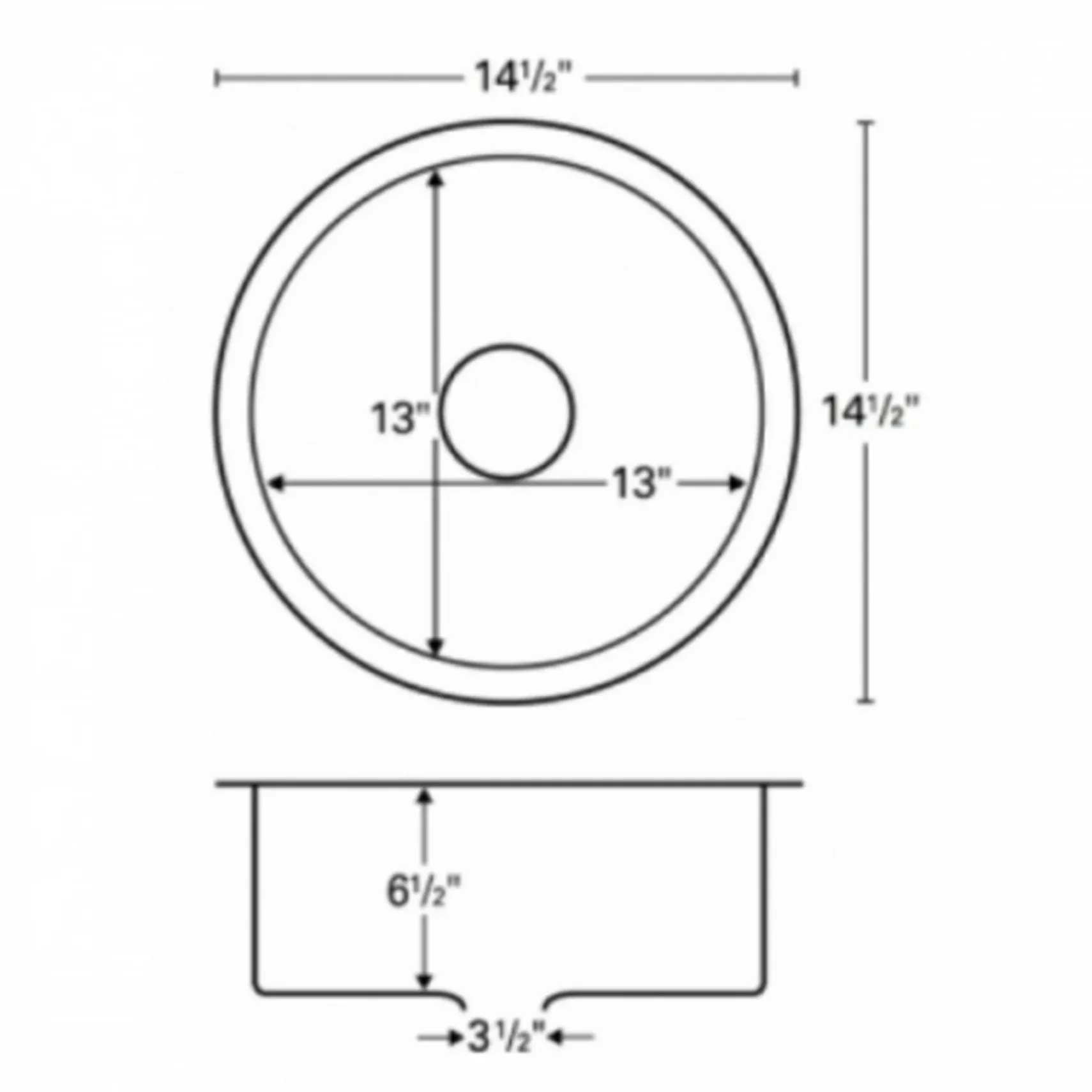 Karran 15" Round Stainless Steel Bar/Prep Sink, 18 Gauge, U-1414