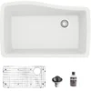Karran 34" Undermount Quartz Composite Kitchen Sink with Accessories, White, QU-722-WH-PK1