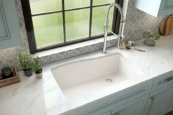Karran 34" Undermount Quartz Composite Kitchen Sink with Accessories, White, QU-722-WH-PK1