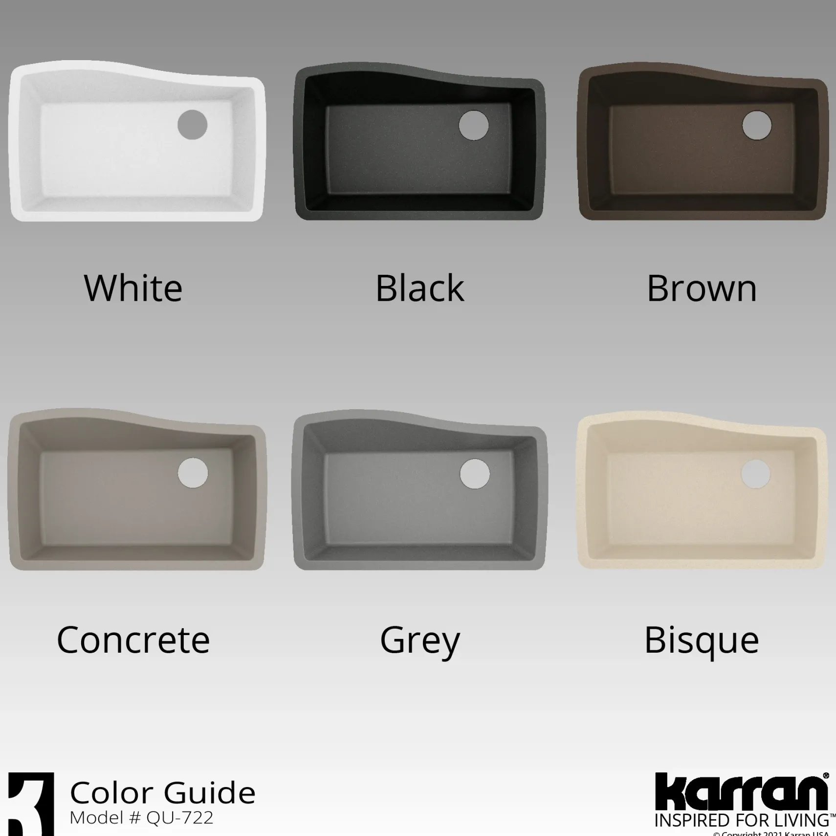 Karran 34" Undermount Quartz Composite Kitchen Sink with Accessories, White, QU-722-WH-PK1