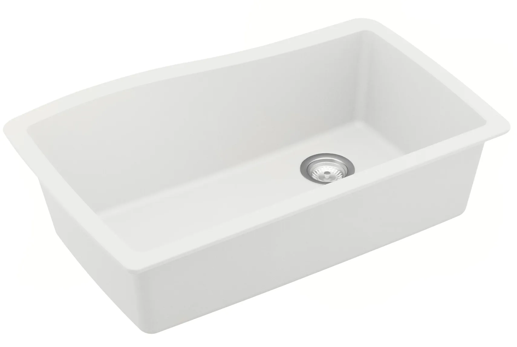 Karran 34" Undermount Quartz Composite Kitchen Sink with Accessories, White, QU-722-WH-PK1