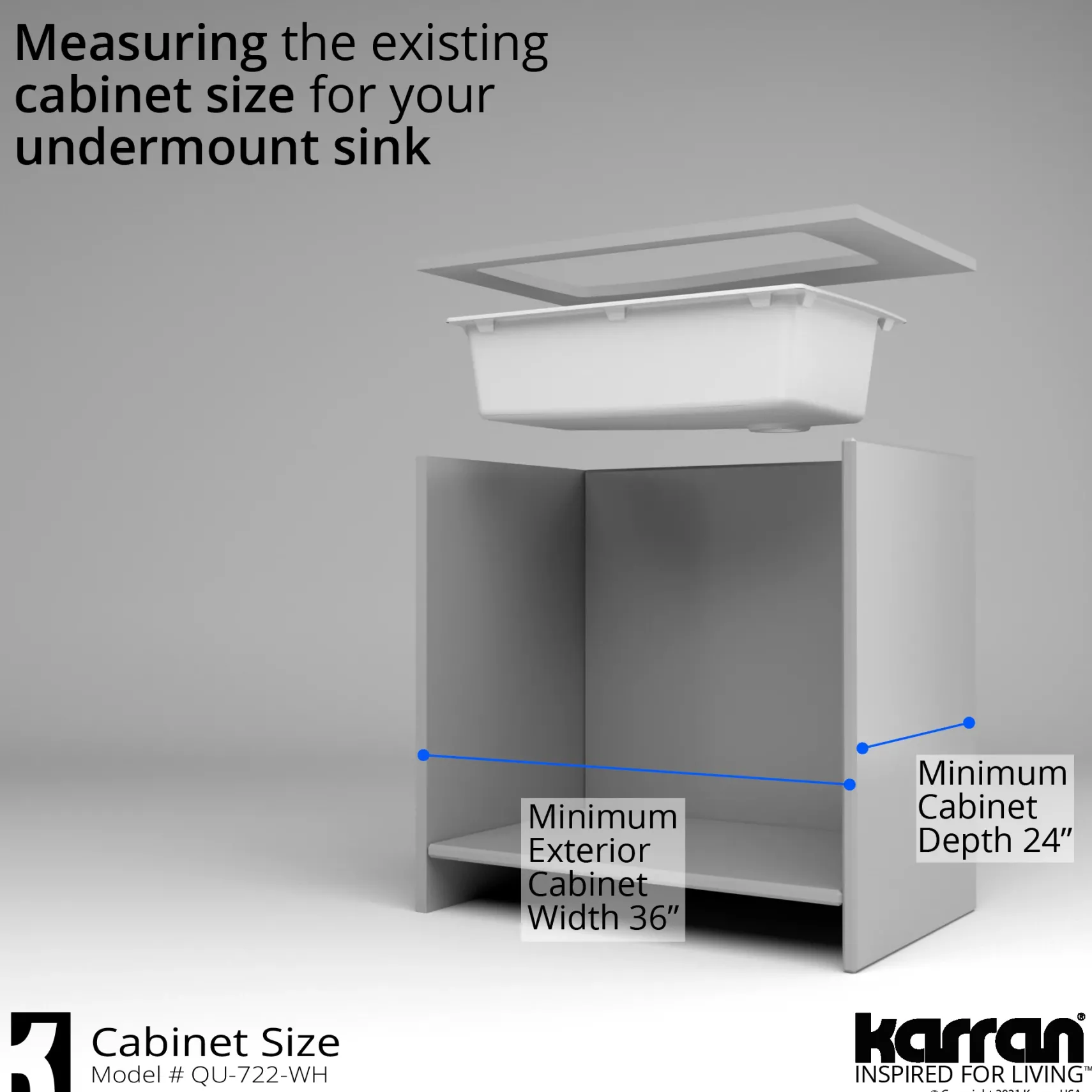 Karran 34" Undermount Quartz Composite Kitchen Sink with Accessories, White, QU-722-WH-PK1