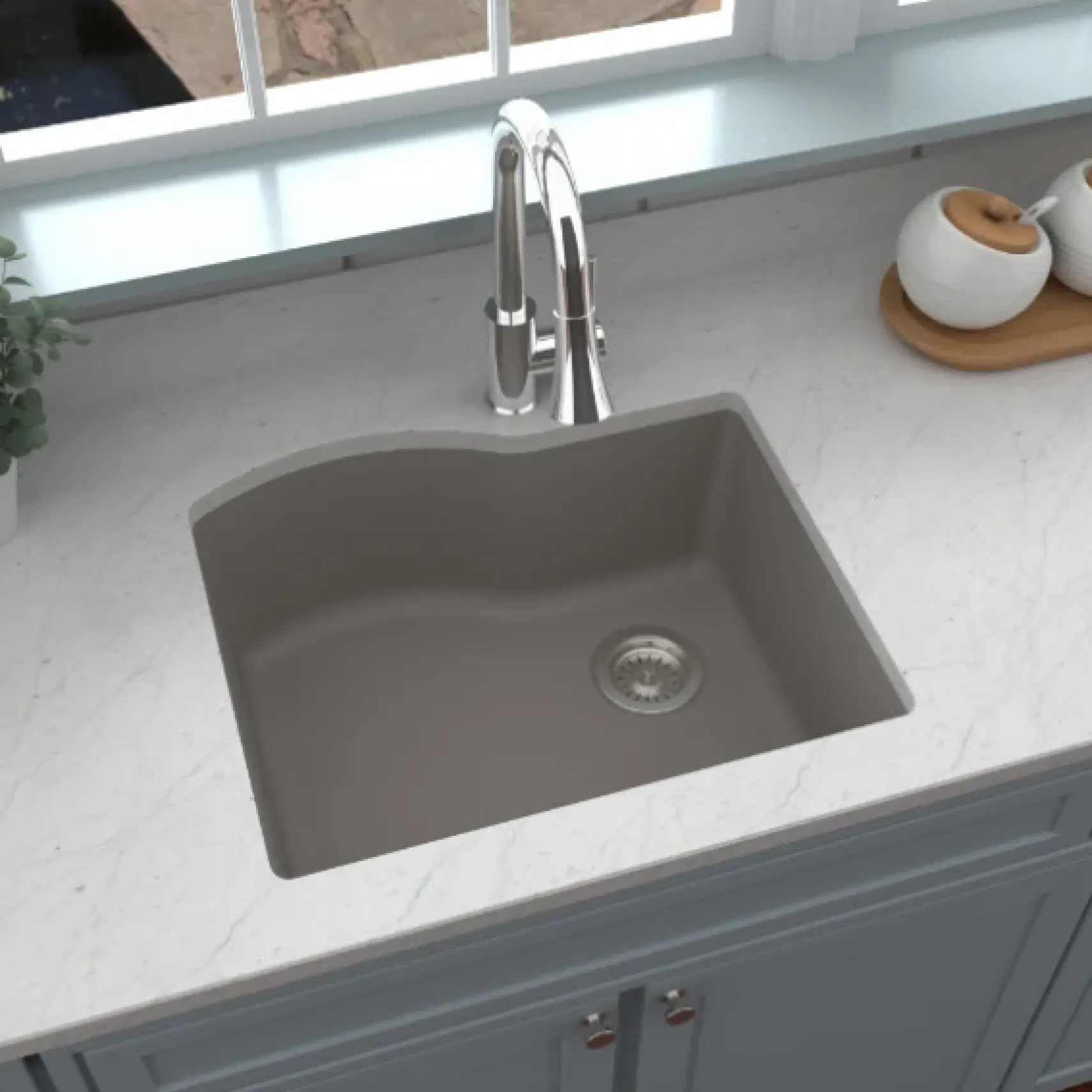 Karran 24" Undermount Quartz Composite Kitchen Sink, Concrete, QU-671-CN