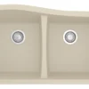 Karran 34" Undermount Quartz Composite Kitchen Sink, 50/50 Double Bowl, Bisque, QU-720-BI