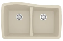 Karran 34" Undermount Quartz Composite Kitchen Sink, 50/50 Double Bowl, Bisque, QU-720-BI
