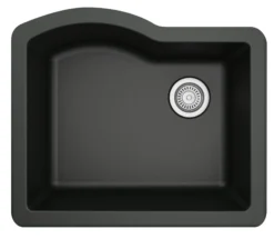 Karran 24" Undermount Quartz Composite Kitchen Sink, Black, QU-671-BL-PK1