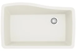 Karran 34" Undermount Quartz Composite Kitchen Sink, White, QU-722-WH