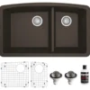 Karran 32" Undermount Quartz Composite Kitchen Sink, 60/40 Double Bowl, Brown, QU-711-BR-PK1