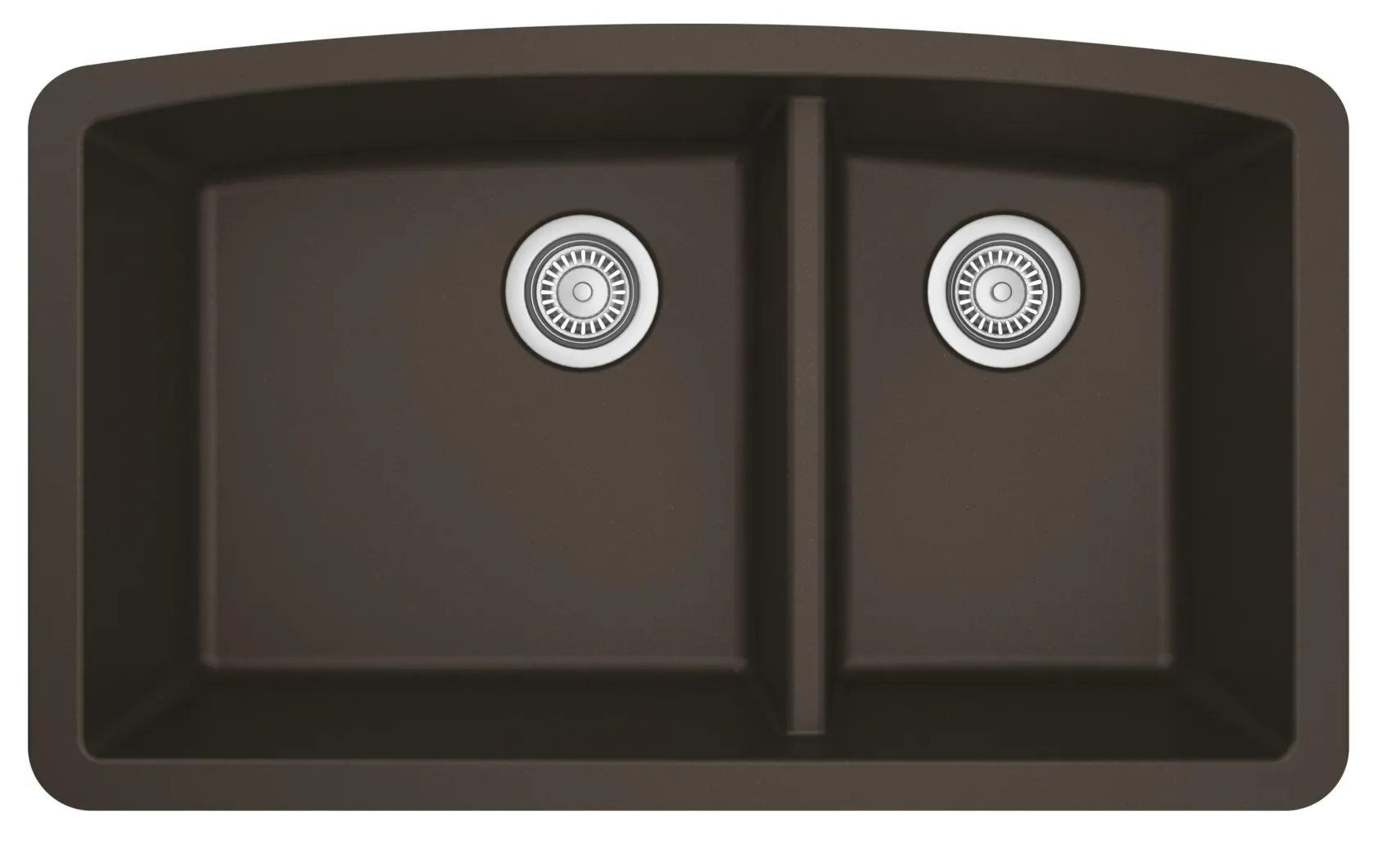 Karran 32" Undermount Quartz Composite Kitchen Sink, 60/40 Double Bowl, Brown, QU-711-BR-PK1
