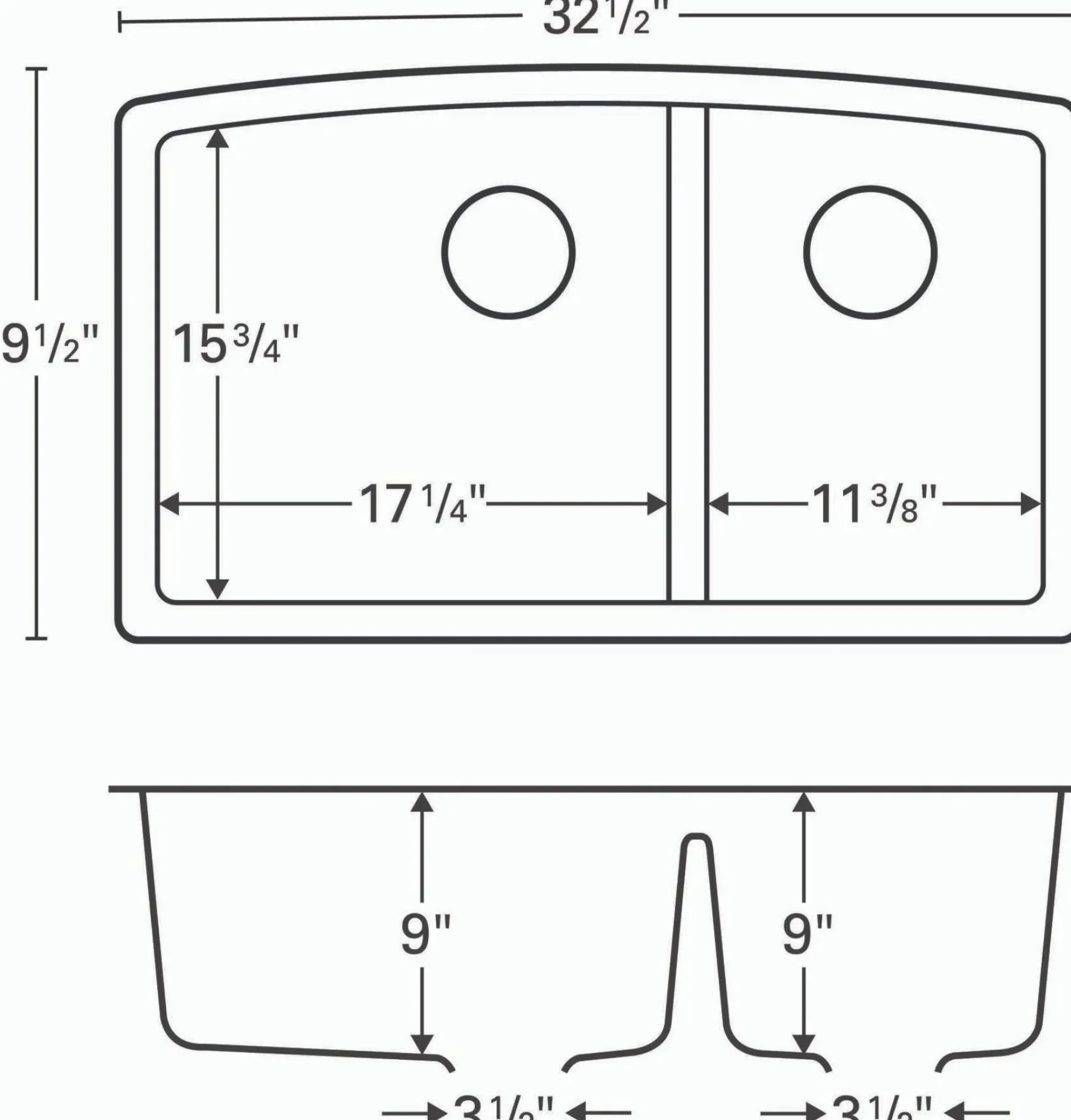 Karran 32" Undermount Quartz Composite Kitchen Sink, 60/40 Double Bowl, Brown, QU-711-BR-PK1