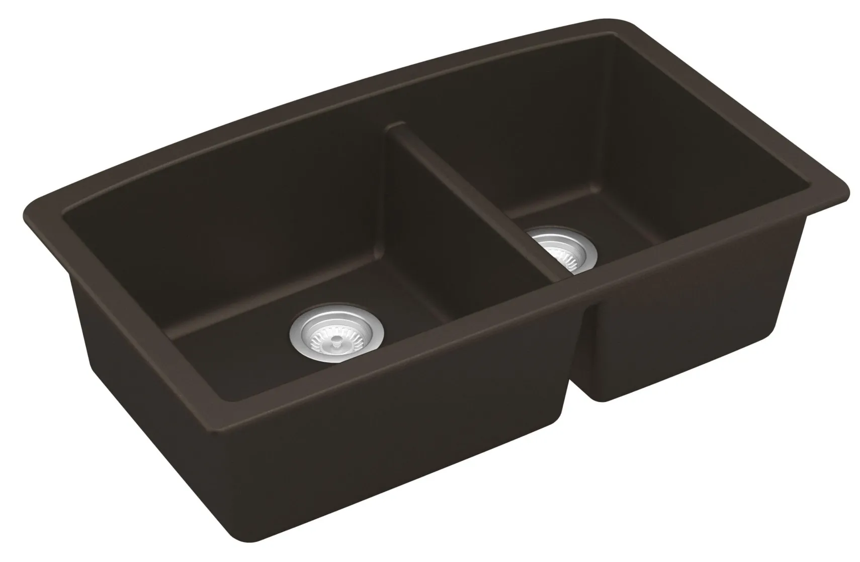 Karran 32" Undermount Quartz Composite Kitchen Sink, 60/40 Double Bowl, Brown, QU-711-BR-PK1