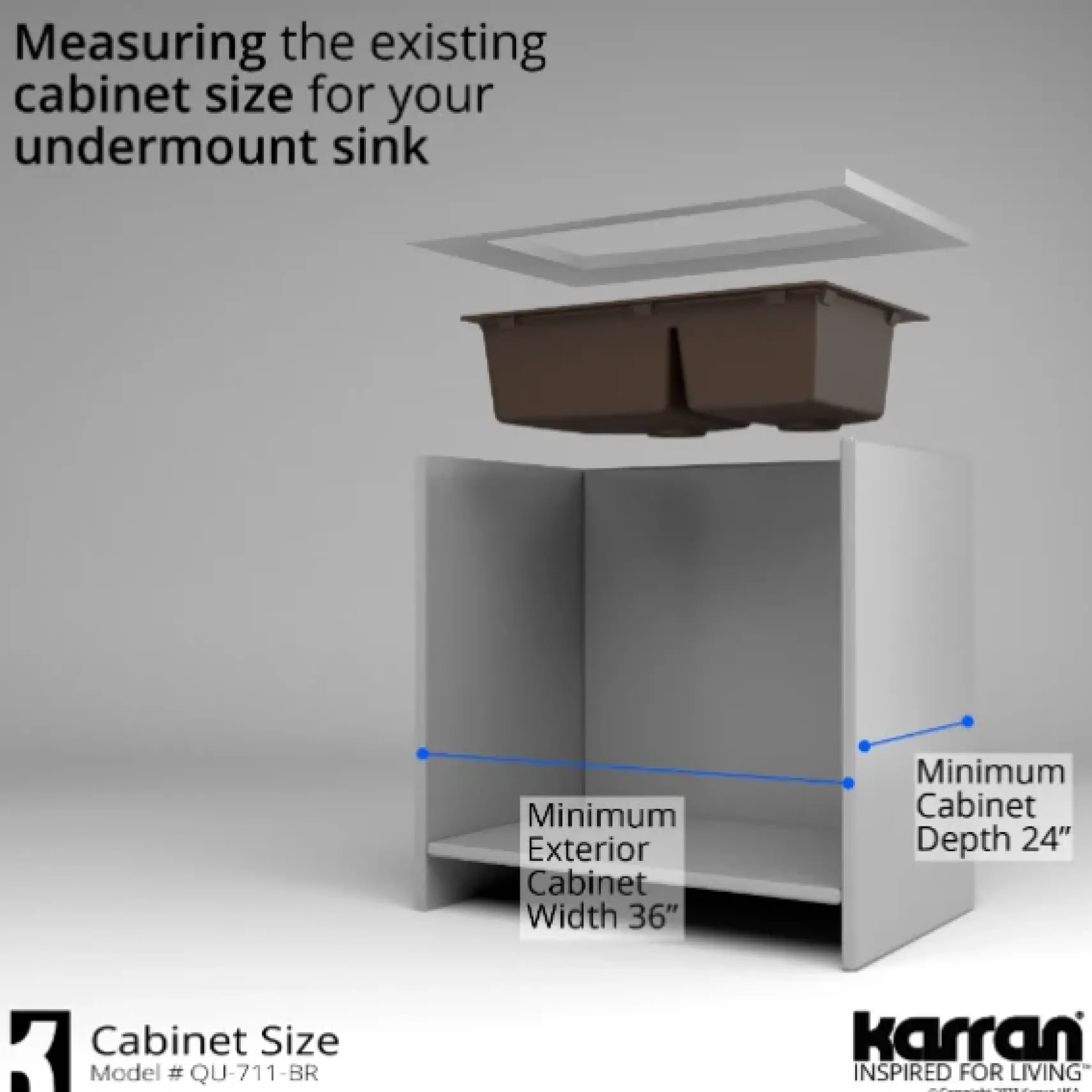Karran 32" Undermount Quartz Composite Kitchen Sink, 60/40 Double Bowl, Brown, QU-711-BR-PK1