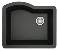 Karran 24" Undermount Quartz Composite Kitchen Sink, Black, QU-671-BL