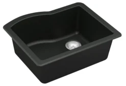 Karran 24" Undermount Quartz Composite Kitchen Sink, Black, QU-671-BL