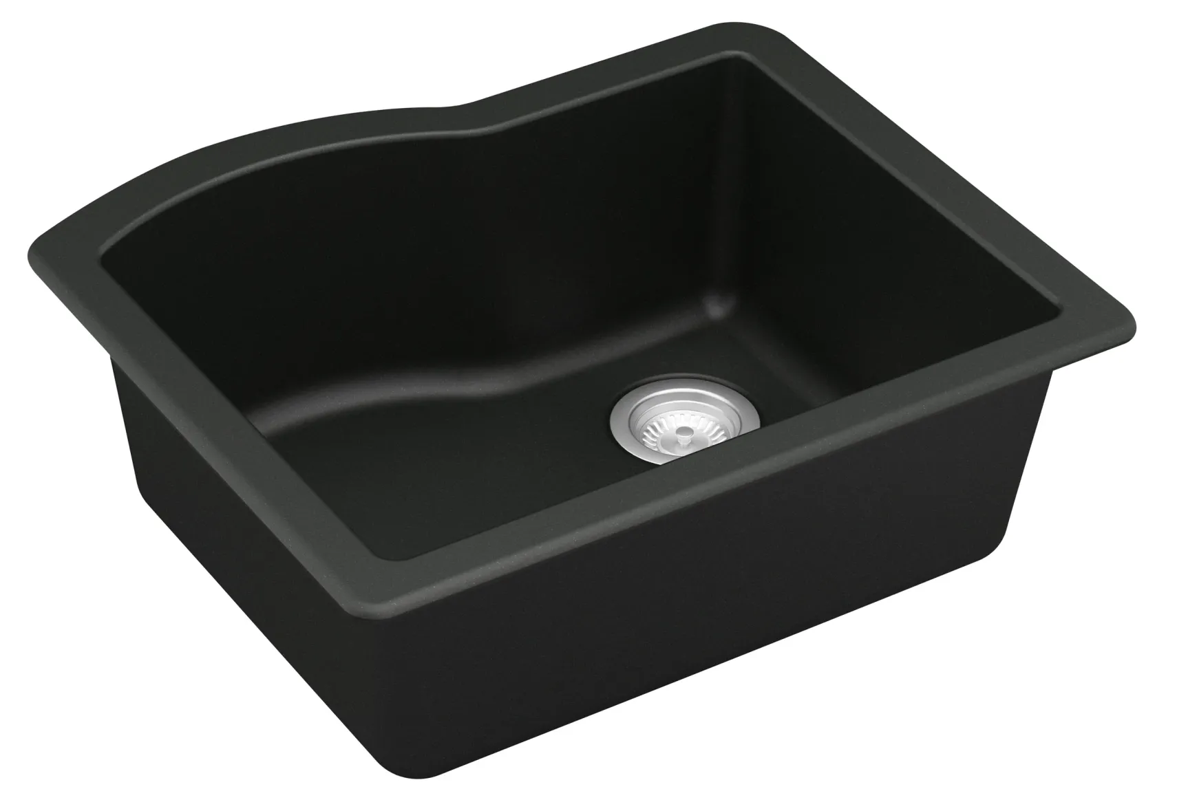 Karran 24" Undermount Quartz Composite Kitchen Sink, Black, QU-671-BL