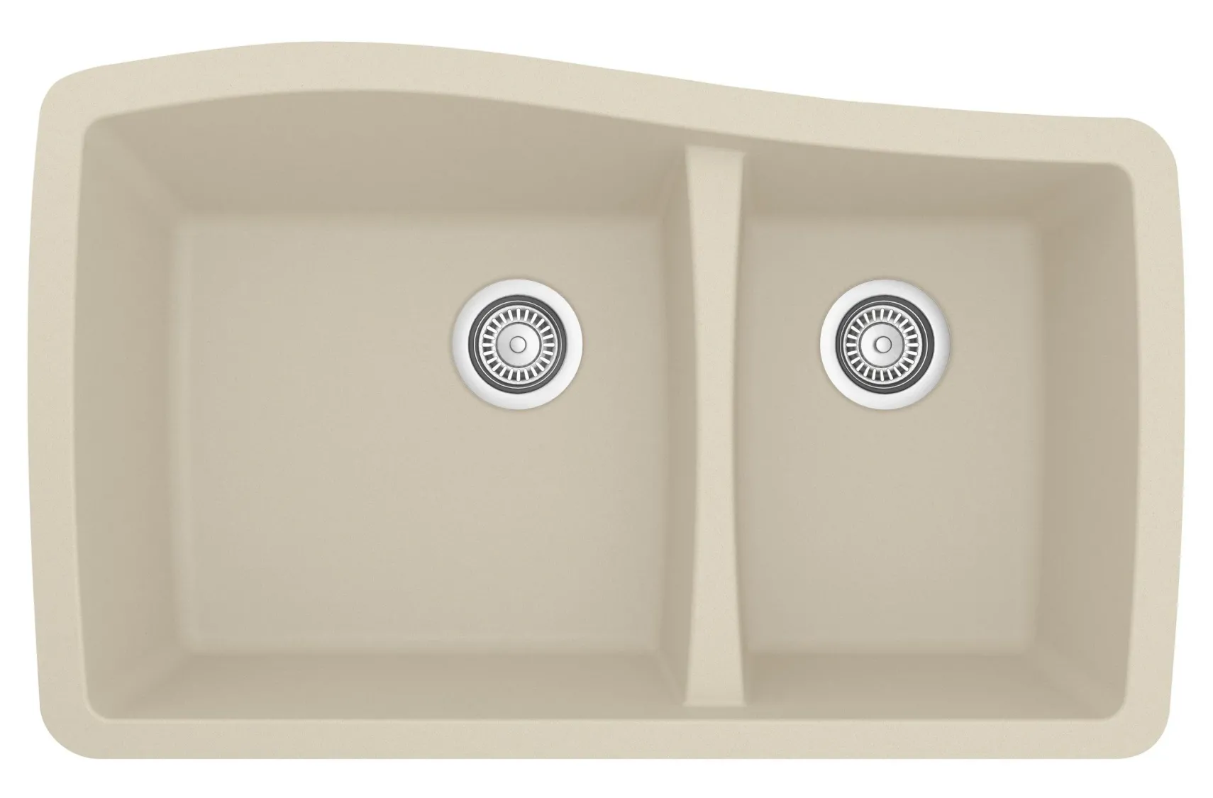 Karran 34" Undermount Quartz Composite Kitchen Sink, 60/40 Double Bowl, Bisque, QU-721-BI