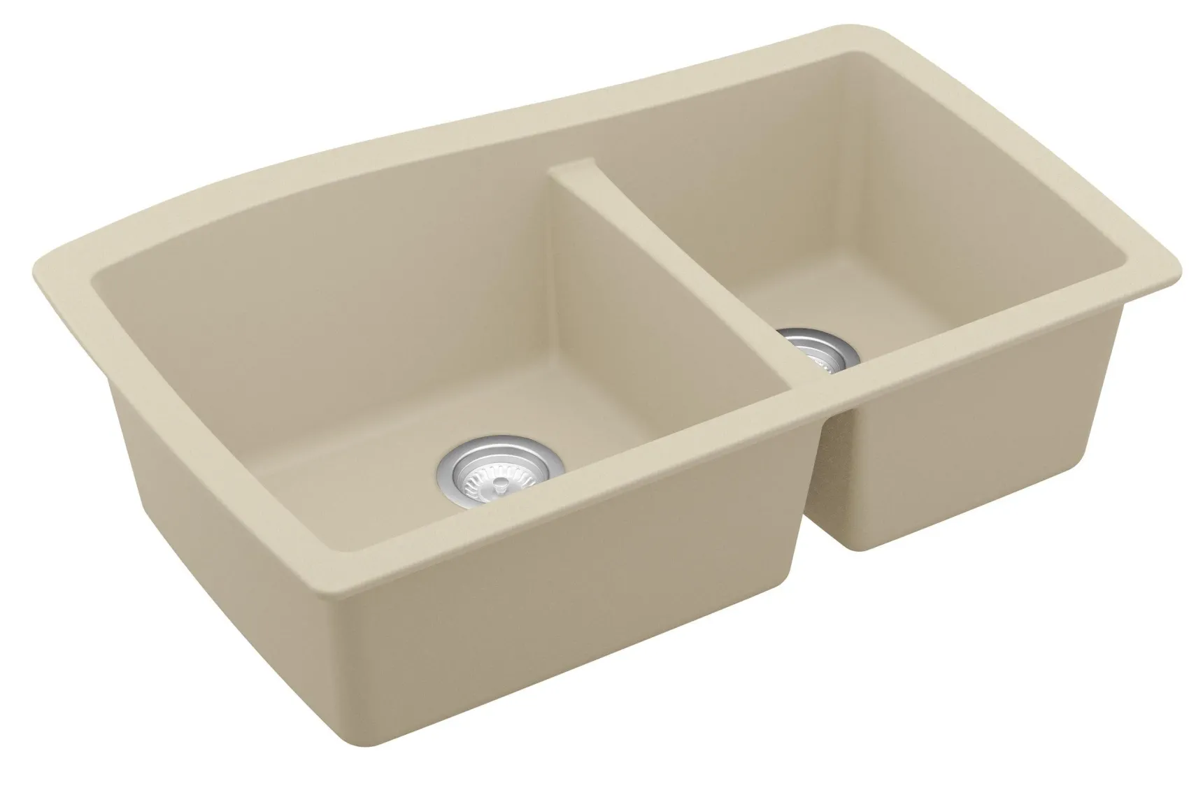 Karran 34" Undermount Quartz Composite Kitchen Sink, 60/40 Double Bowl, Bisque, QU-721-BI