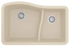 Karran 32" Undermount Quartz Composite Kitchen Sink, 60/40 Double Bowl, Bisque, QU-630-BI